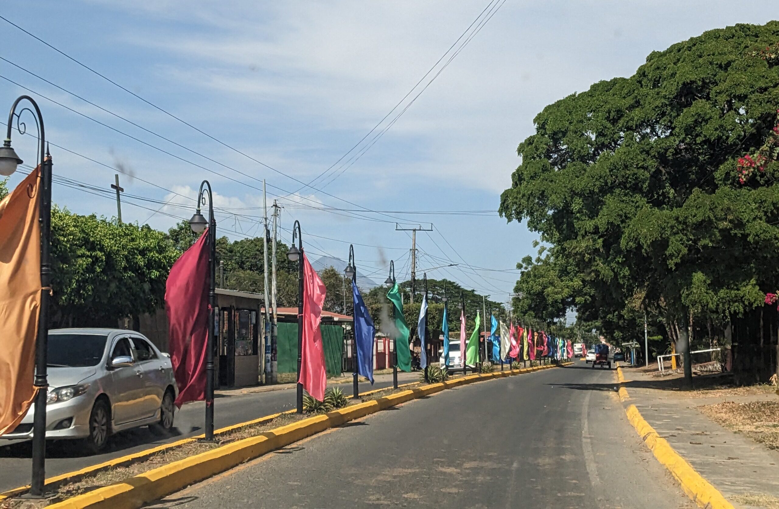 Street in Rivas, Nicaragua near local transportation